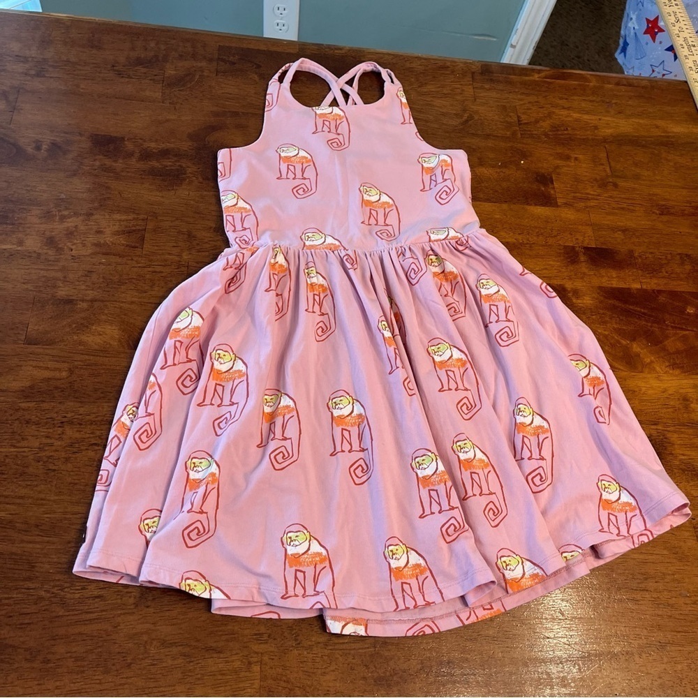 Tea Collection pink monkey dress stretchy size 10